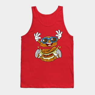 Funny Happy Burger Fast Food Cartoon Tank Top